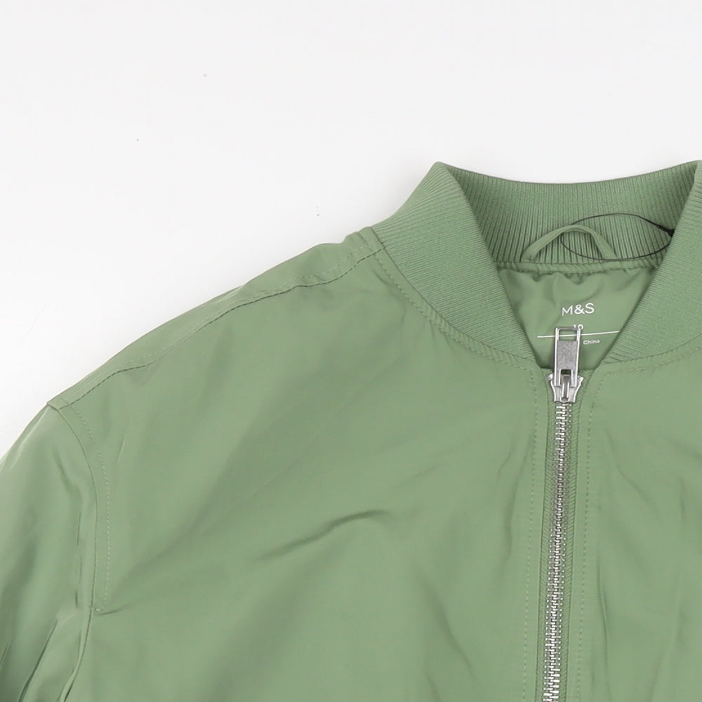 Marks and Spencer Womens Green Bomber Jacket Jacket Size 10 Zip