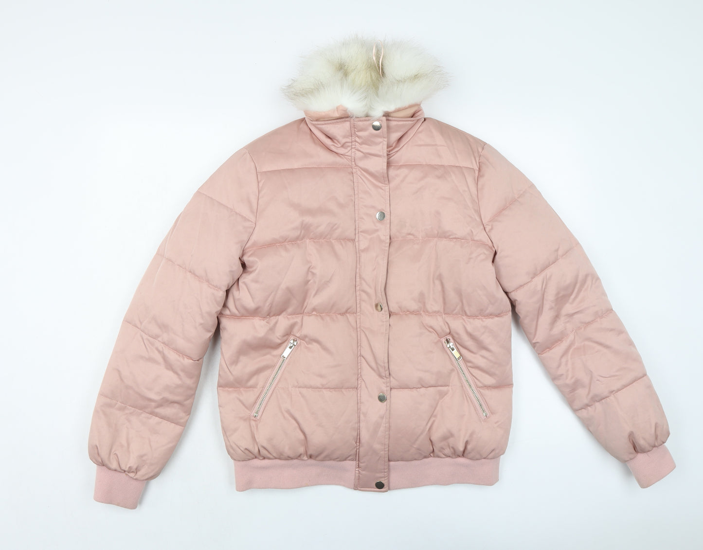 River Island Womens Pink Puffer Jacket Jacket Size 14 Zip