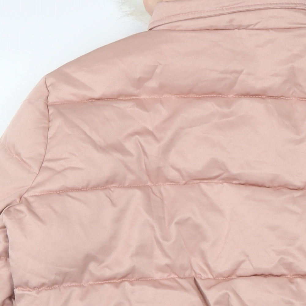River Island Womens Pink Puffer Jacket Jacket Size 14 Zip