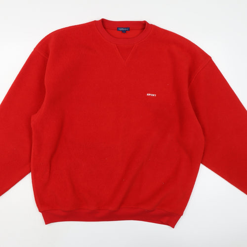 WEEKENDERS Mens Red Polyester Pullover Sweatshirt Size L