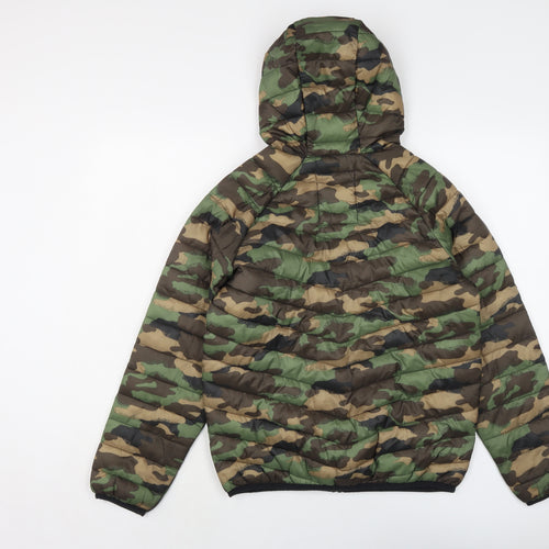 Marks and Spencer Boys Green Camouflage Puffer Jacket Jacket Size 12-13 Years Zip