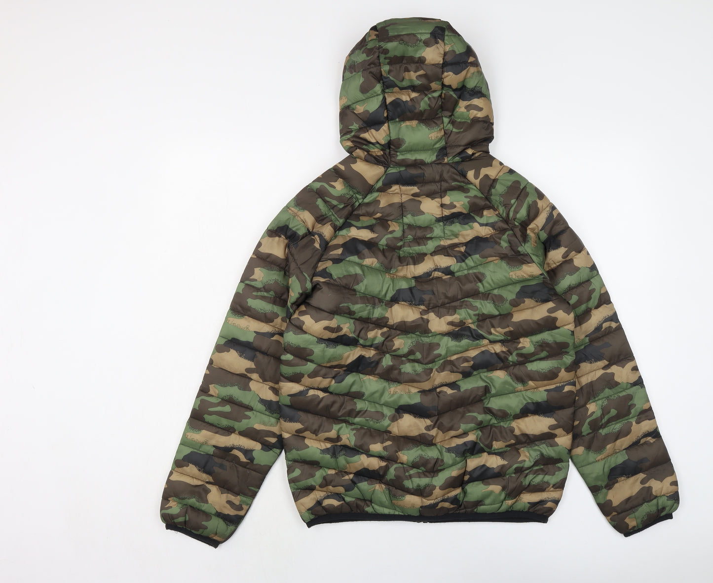 Marks and Spencer Boys Green Camouflage Puffer Jacket Jacket Size 12-13 Years Zip