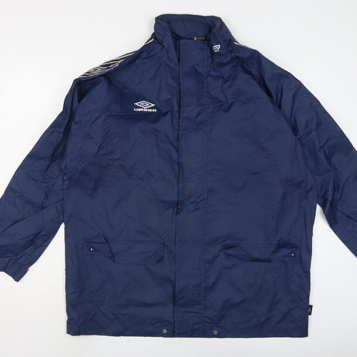 Umbro Mens Blue Rain Coat Coat Size S Zip
