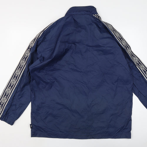 Umbro Mens Blue Rain Coat Coat Size S Zip