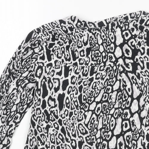 Marks and Spencer Womens Black Geometric Viscose Basic Blouse Size 8 V-Neck