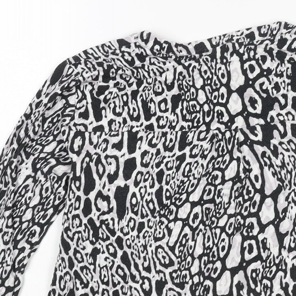 Marks and Spencer Womens Black Geometric Viscose Basic Blouse Size 8 V-Neck