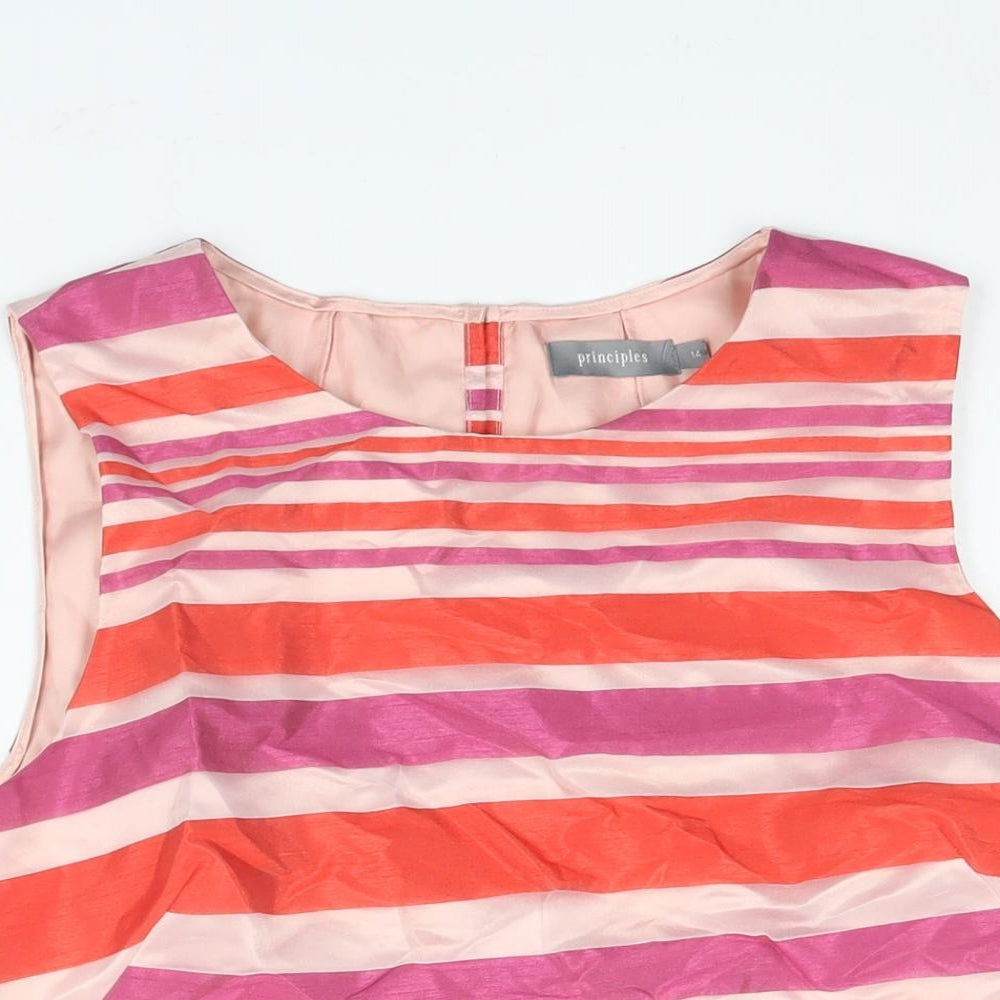 Principles Womens Multicoloured Striped Polyester Camisole Blouse Size 14 Round Neck