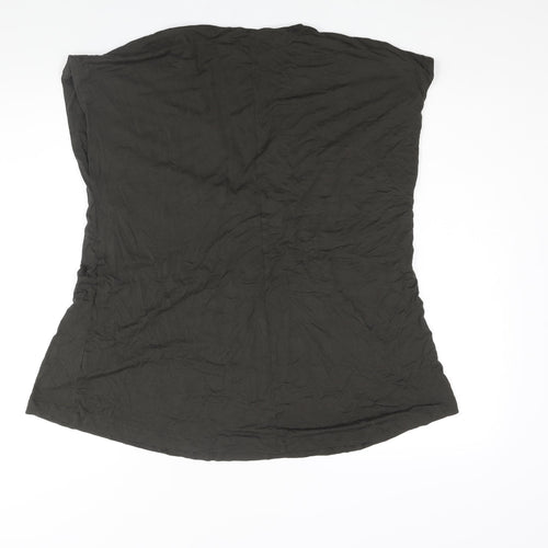 Foil Womens Brown Viscose Basic Blouse Size XL V-Neck - Pleat Detail