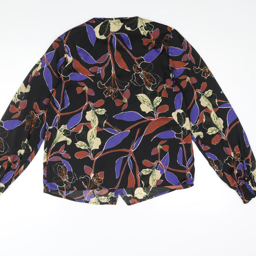 Mango Womens Multicoloured Floral Polyester Basic Blouse Size S V-Neck - Tie Detail