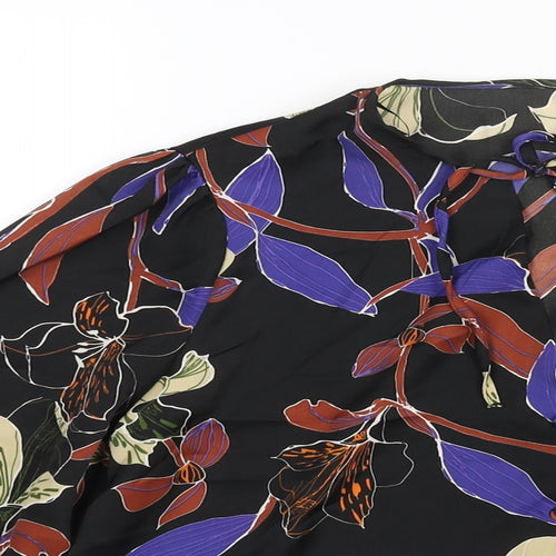 Mango Womens Multicoloured Floral Polyester Basic Blouse Size S V-Neck - Tie Detail