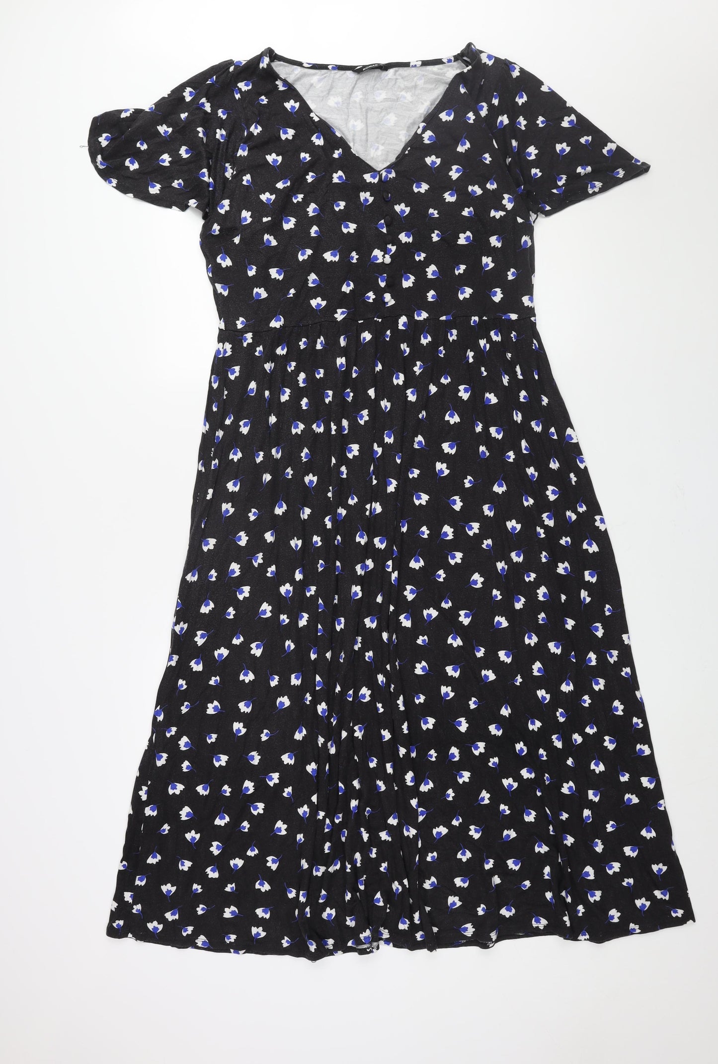 Roman Womens Grey Geometric Viscose Maxi Size 18 V-Neck Pullover - Button Detail