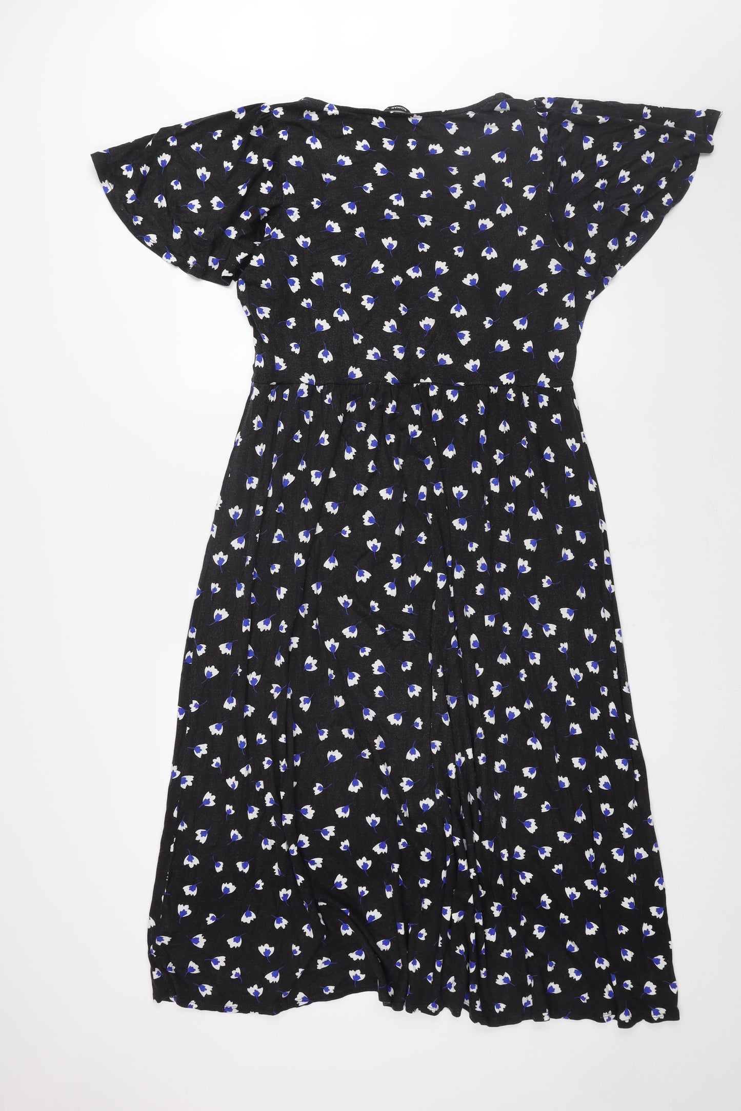 Roman Womens Grey Geometric Viscose Maxi Size 18 V-Neck Pullover - Button Detail