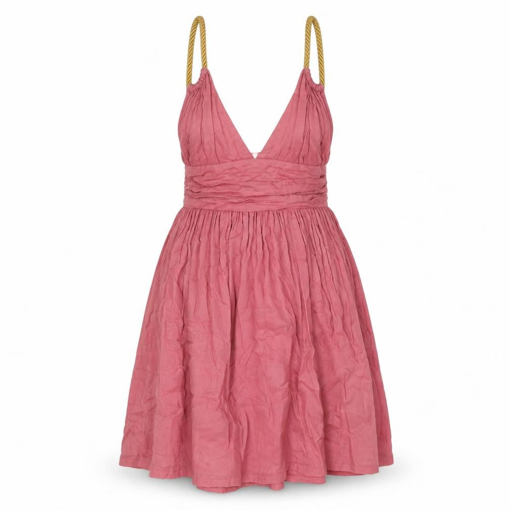 Topshop Womens Pink Cotton A-Line Size 8 Halter Zip - Rope Strap