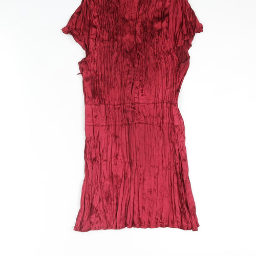 Autograph Womens Red Polyester Basic Blouse Size 14 V-Neck - Bow Detail
