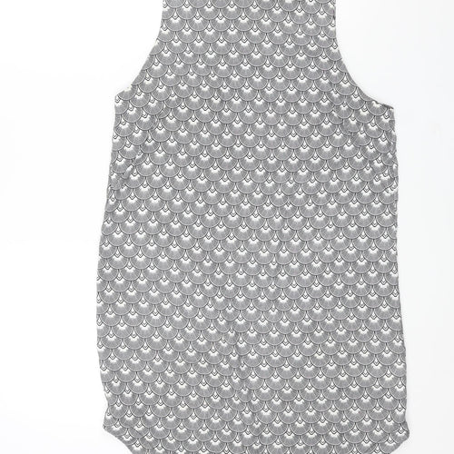 H&M Womens Black Geometric Polyester Shift Size 10 Round Neck Pullover