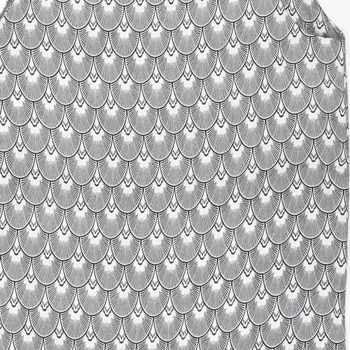 H&M Womens Black Geometric Polyester Shift Size 10 Round Neck Pullover