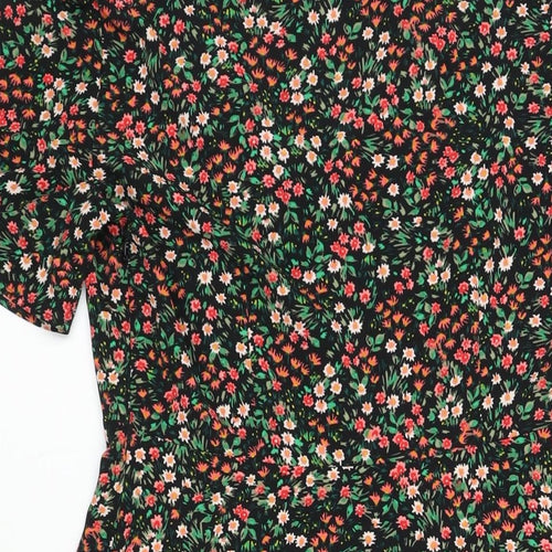 Marks and Spencer Womens Multicoloured Floral Polyester A-Line Size 10 V-Neck Zip
