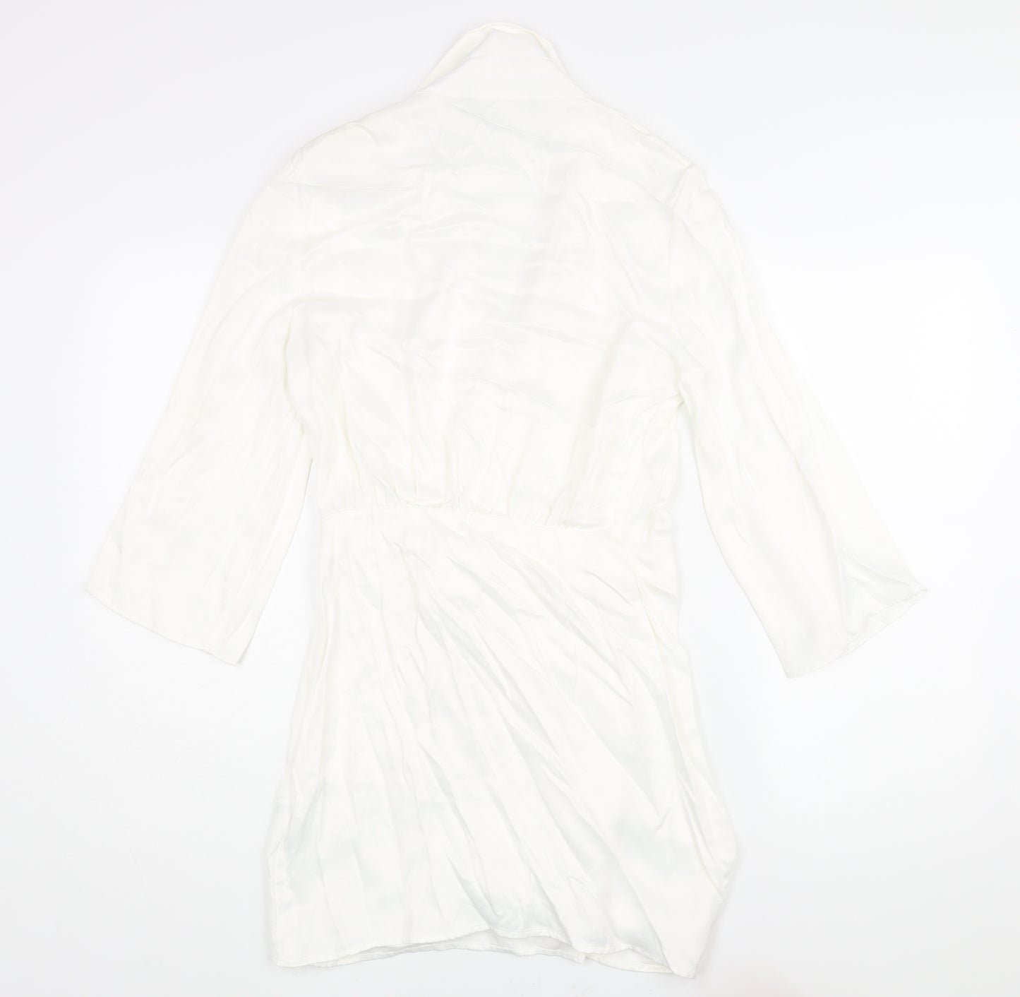 Zara Womens White Viscose Wrap Dress Size XS V-Neck Button