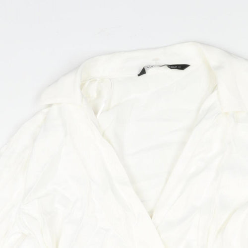 Zara Womens White Viscose Wrap Dress Size XS V-Neck Button