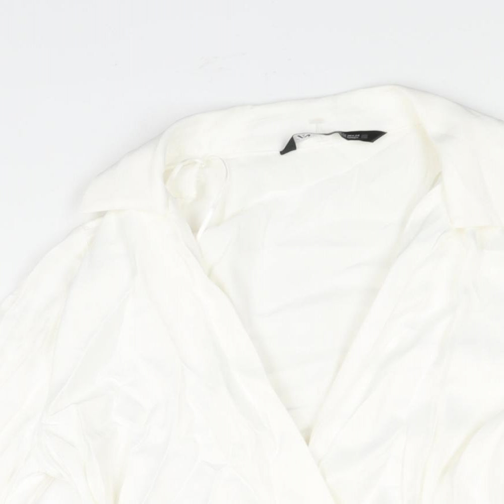 Zara Womens White Viscose Wrap Dress Size XS V-Neck Button