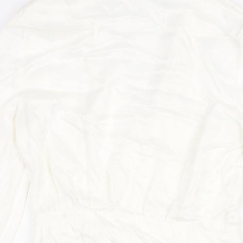 Zara Womens White Viscose Wrap Dress Size XS V-Neck Button