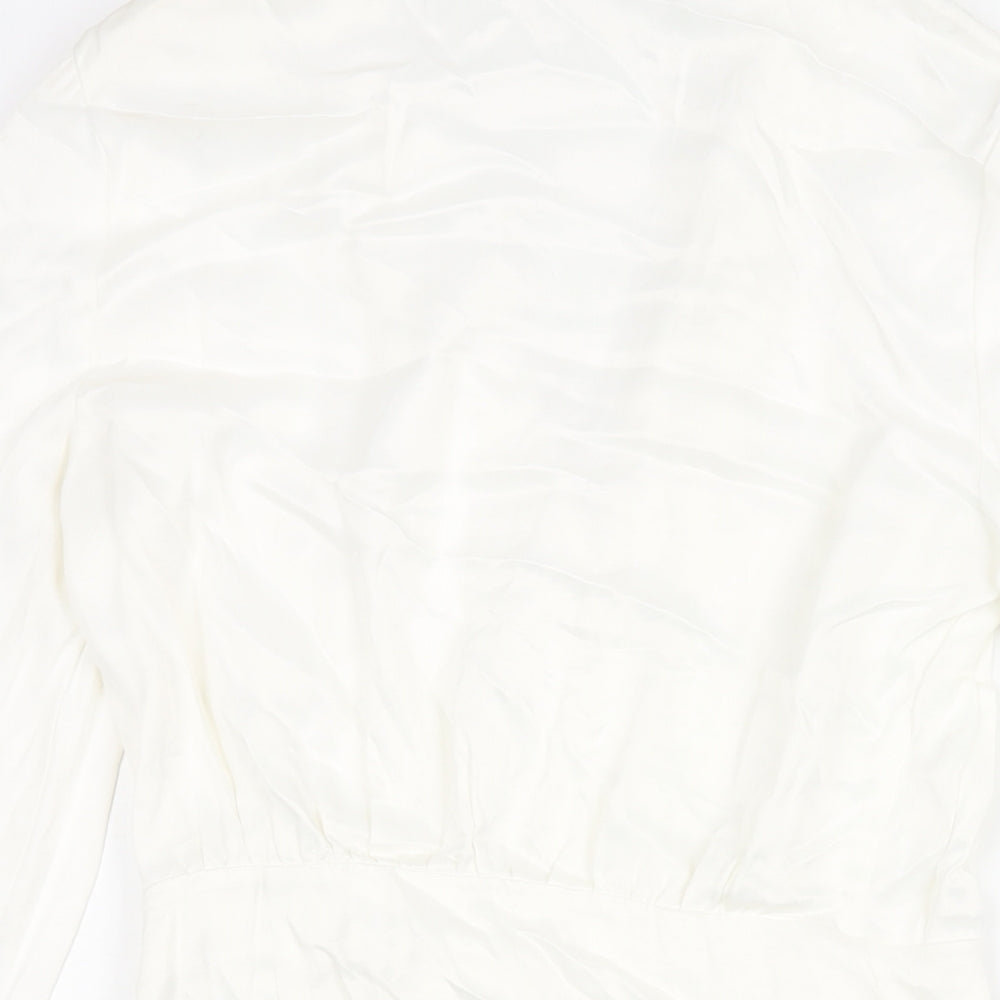 Zara Womens White Viscose Wrap Dress Size XS V-Neck Button