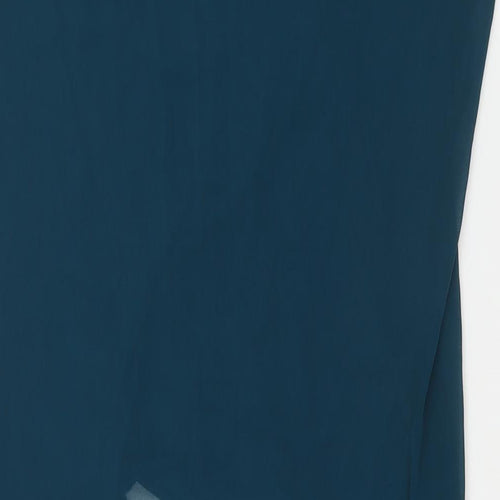 Limited Collection Womens Blue Viscose Basic Blouse Size 12 Round Neck - Hi Low Hem Semi Sheer Back