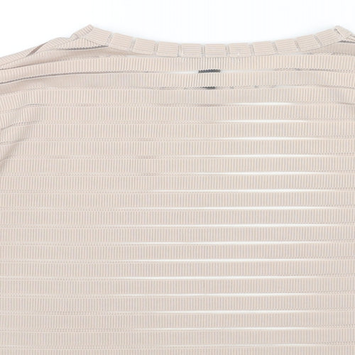 New Look Womens Beige Striped Polyester Basic T-Shirt Size M Round Neck