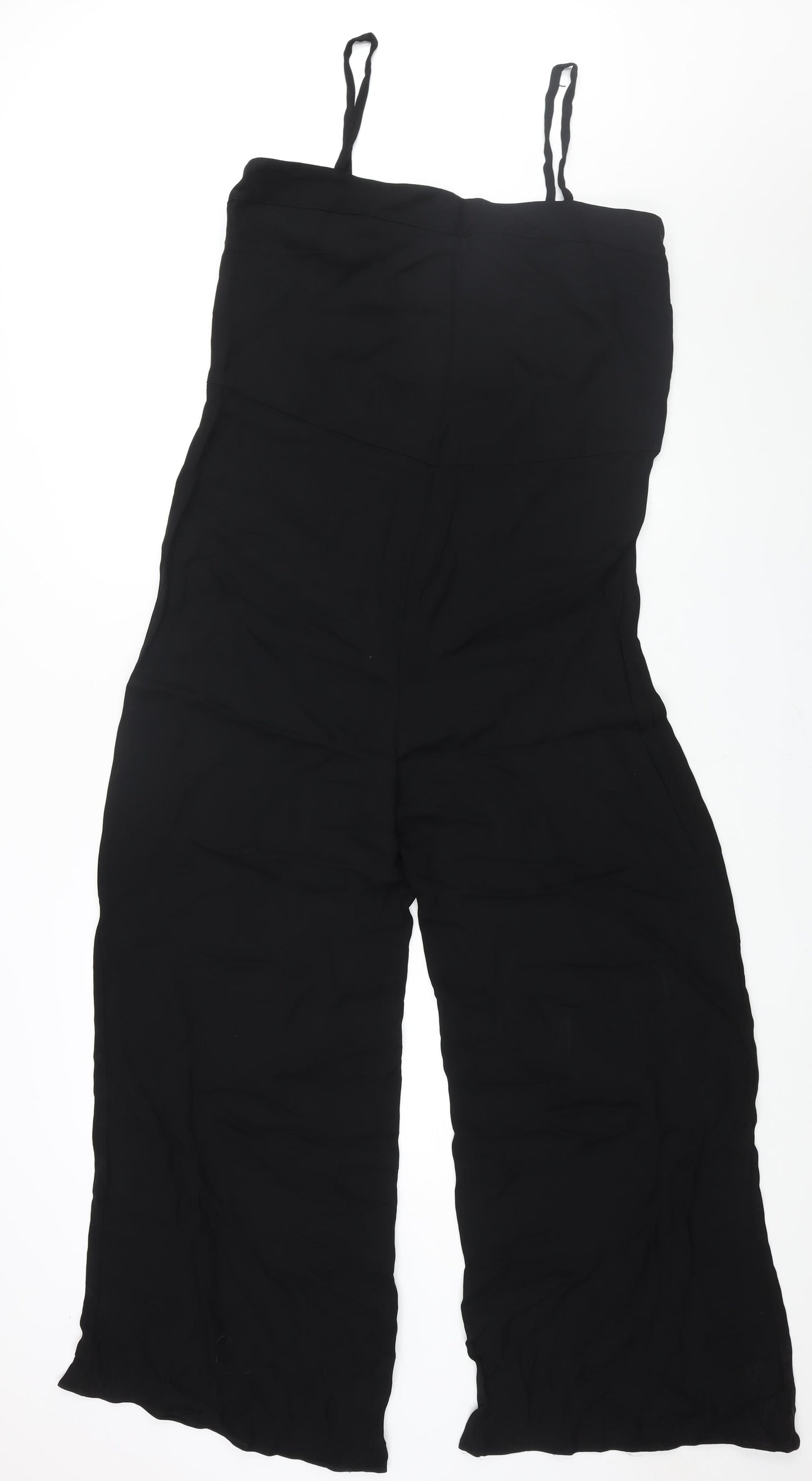 French Connection Womens Black Vinyl Jumpsuit One-Piece Size 14 L29 in Zip