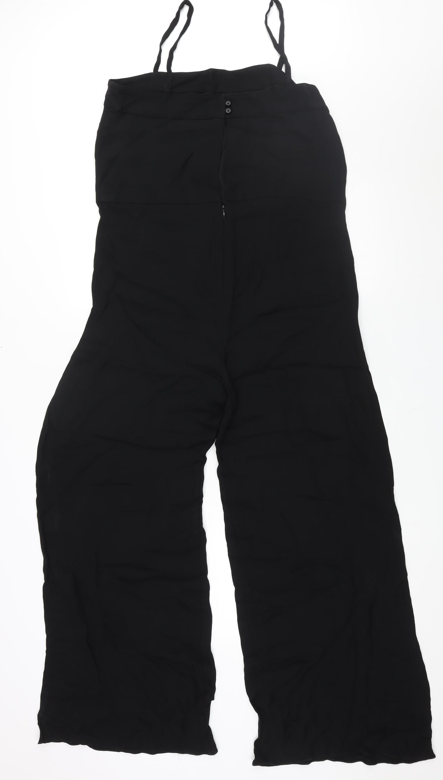 French Connection Womens Black Vinyl Jumpsuit One-Piece Size 14 L29 in Zip