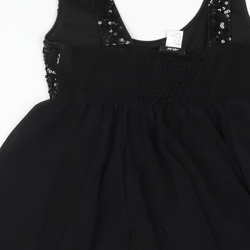H&M Womens Black Polyester Fit & Flare Size 8 Scoop Neck Pullover - Sequin Bodice