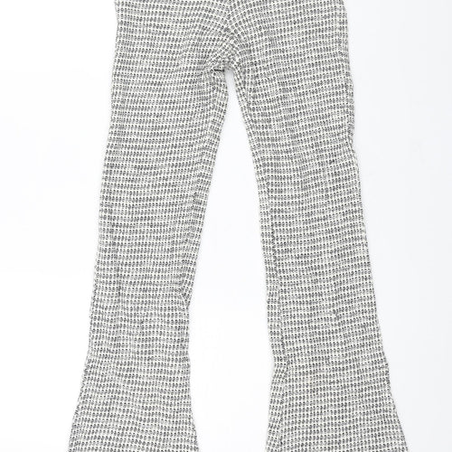Zara Womens White Geometric Cotton Trousers Size M L34 in Regular
