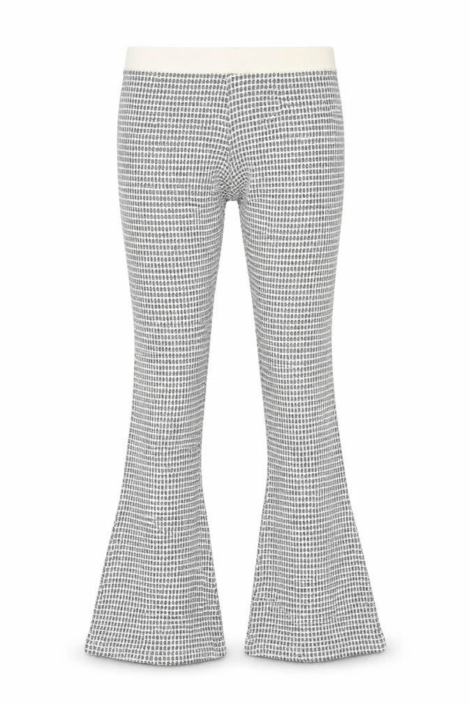 Front view of Zara women’s white geometric cotton trousers, size M, 34-inch leg regular