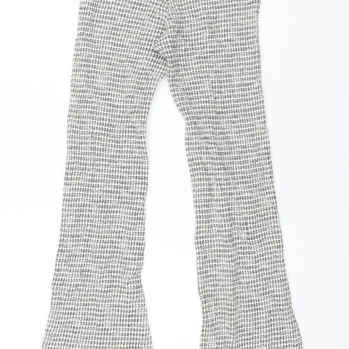 Zara Womens White Geometric Cotton Trousers Size M L34 in Regular