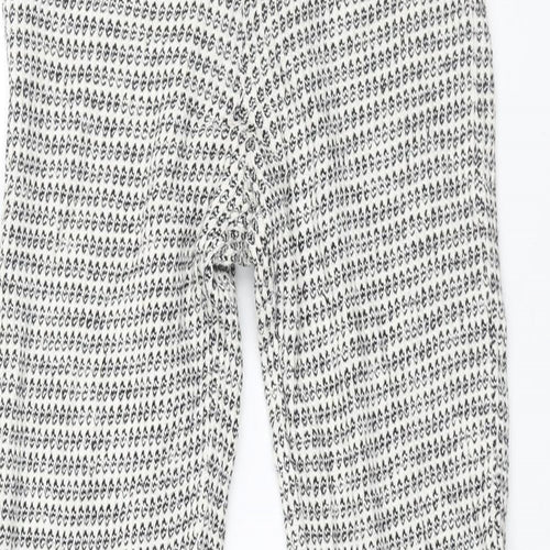 Zara Womens White Geometric Cotton Trousers Size M L34 in Regular