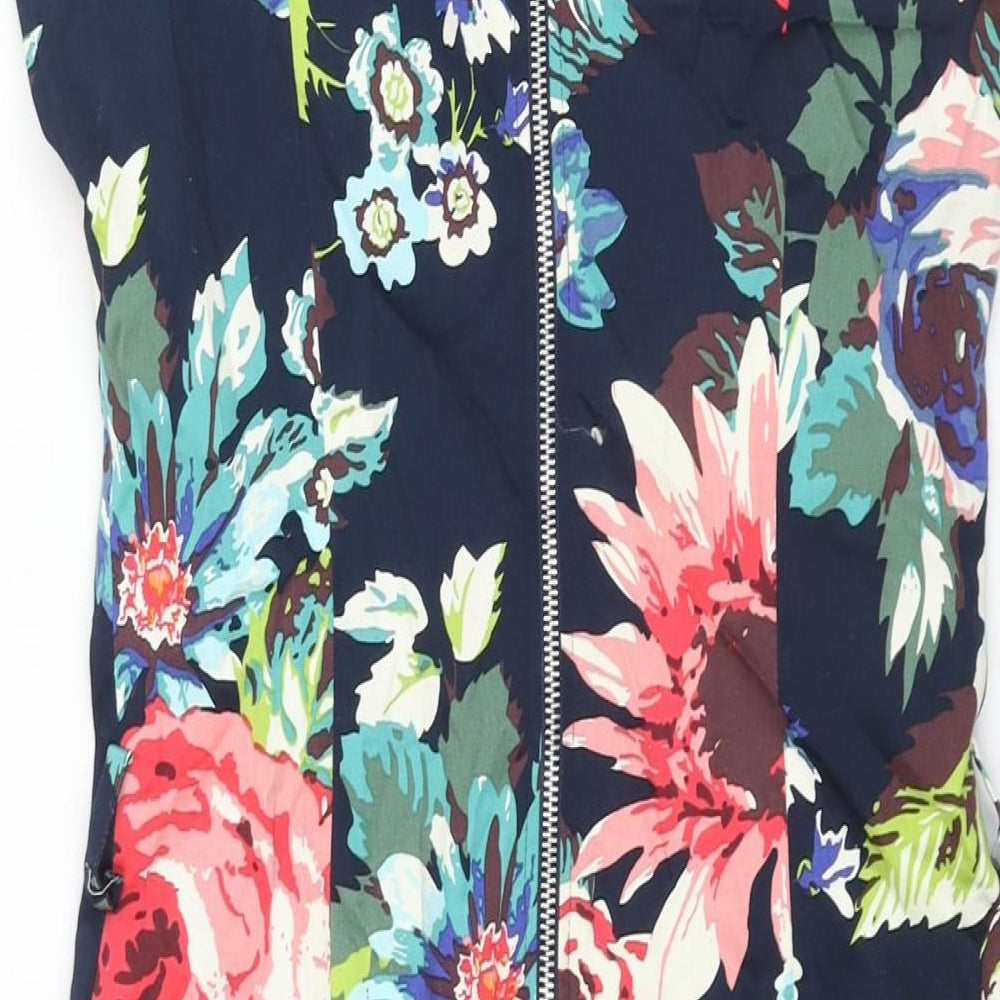 COTTON CLUB Womens Multicoloured Floral Cotton Pencil Dress Size 12 Round Neck Zip