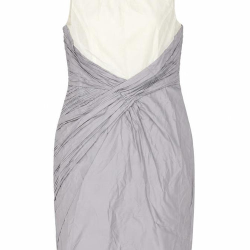 Hoss Womens Grey Cotton Shift Size 10 Round Neck Zip - Rouched Detail Bow