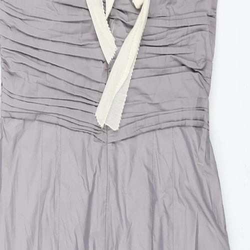 Hoss Womens Grey Cotton Shift Size 10 Round Neck Zip - Rouched Detail Bow