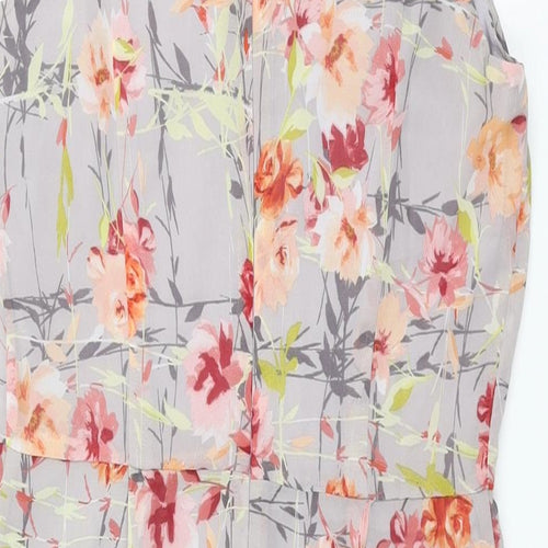 White Incity Womens Grey Floral Polyester Shift Size 18 Round Neck Zip