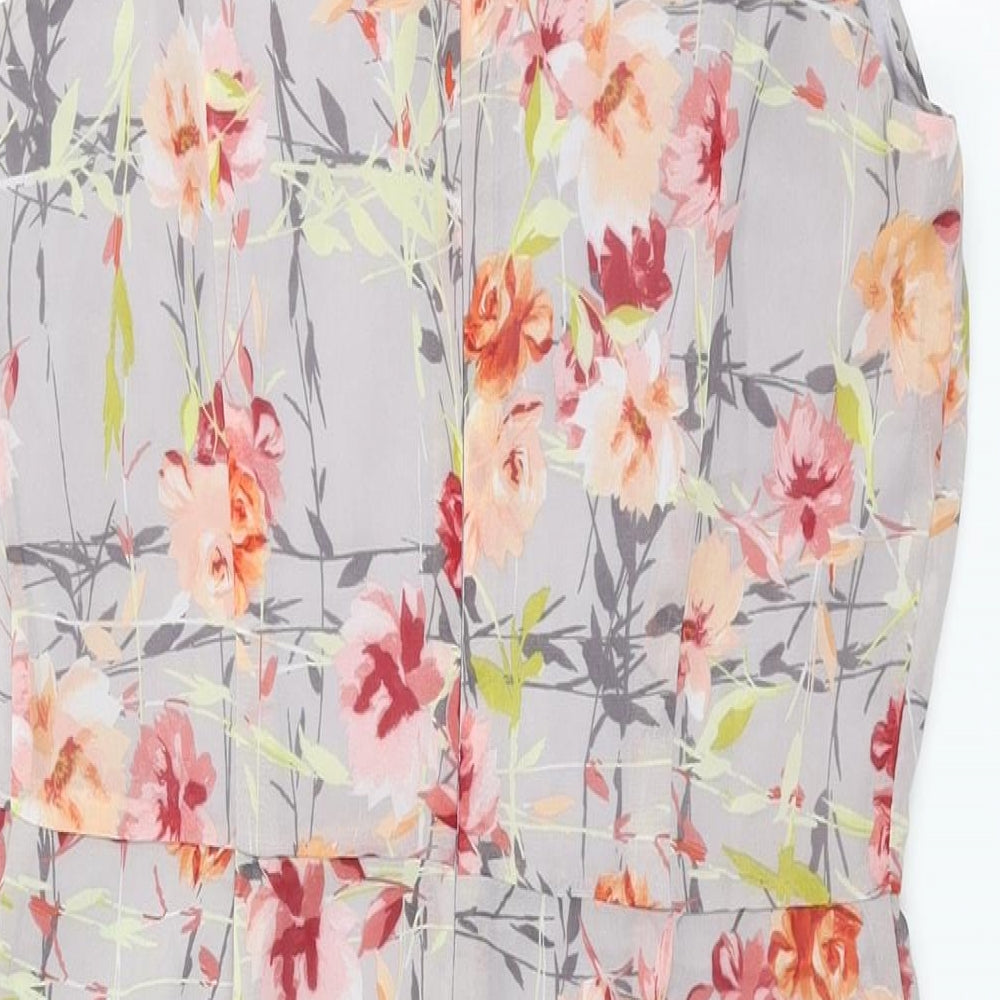 White Incity Womens Grey Floral Polyester Shift Size 18 Round Neck Zip