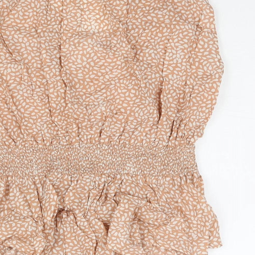 H&M Womens Brown Geometric Viscose Camisole Blouse Size 10 V-Neck - Peplum