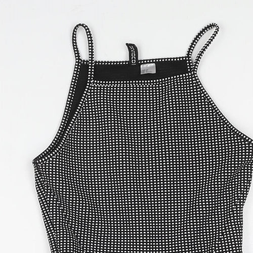 Divided by H&M Womens Black Geometric Polyester Fit & Flare Size 10 Square Neck Pullover