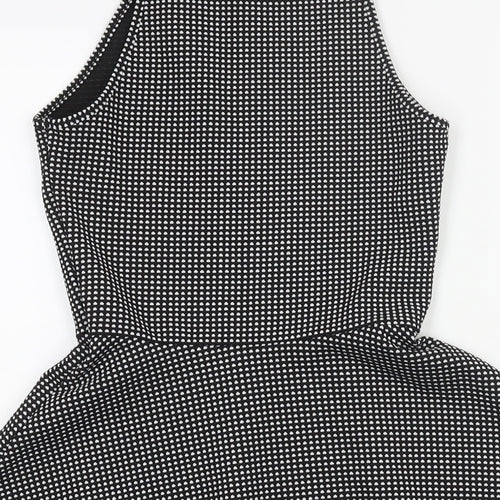 Divided by H&M Womens Black Geometric Polyester Fit & Flare Size 10 Square Neck Pullover