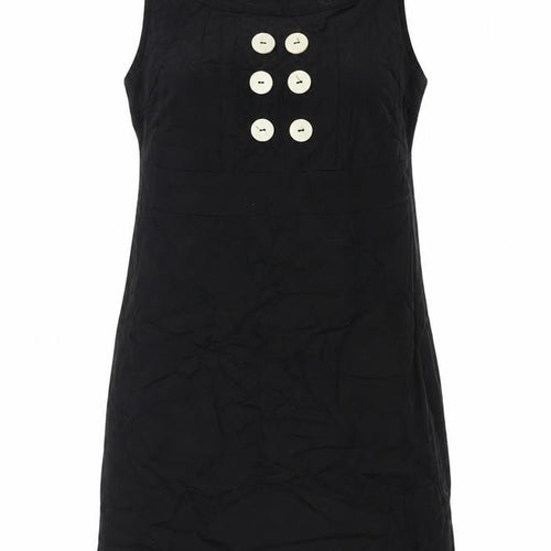 John by John Richmond Womens Black Cotton Shift Size 14 Round Neck Zip - Button Detail