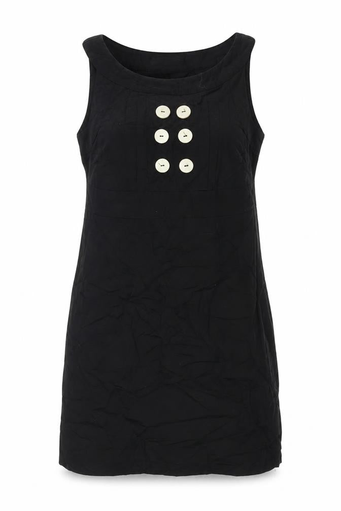 John by John Richmond Womens Black Cotton Shift Size 14 Round Neck Zip - Button Detail