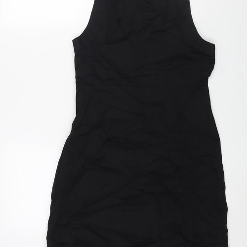 John by John Richmond Womens Black Cotton Shift Size 14 Round Neck Zip - Button Detail