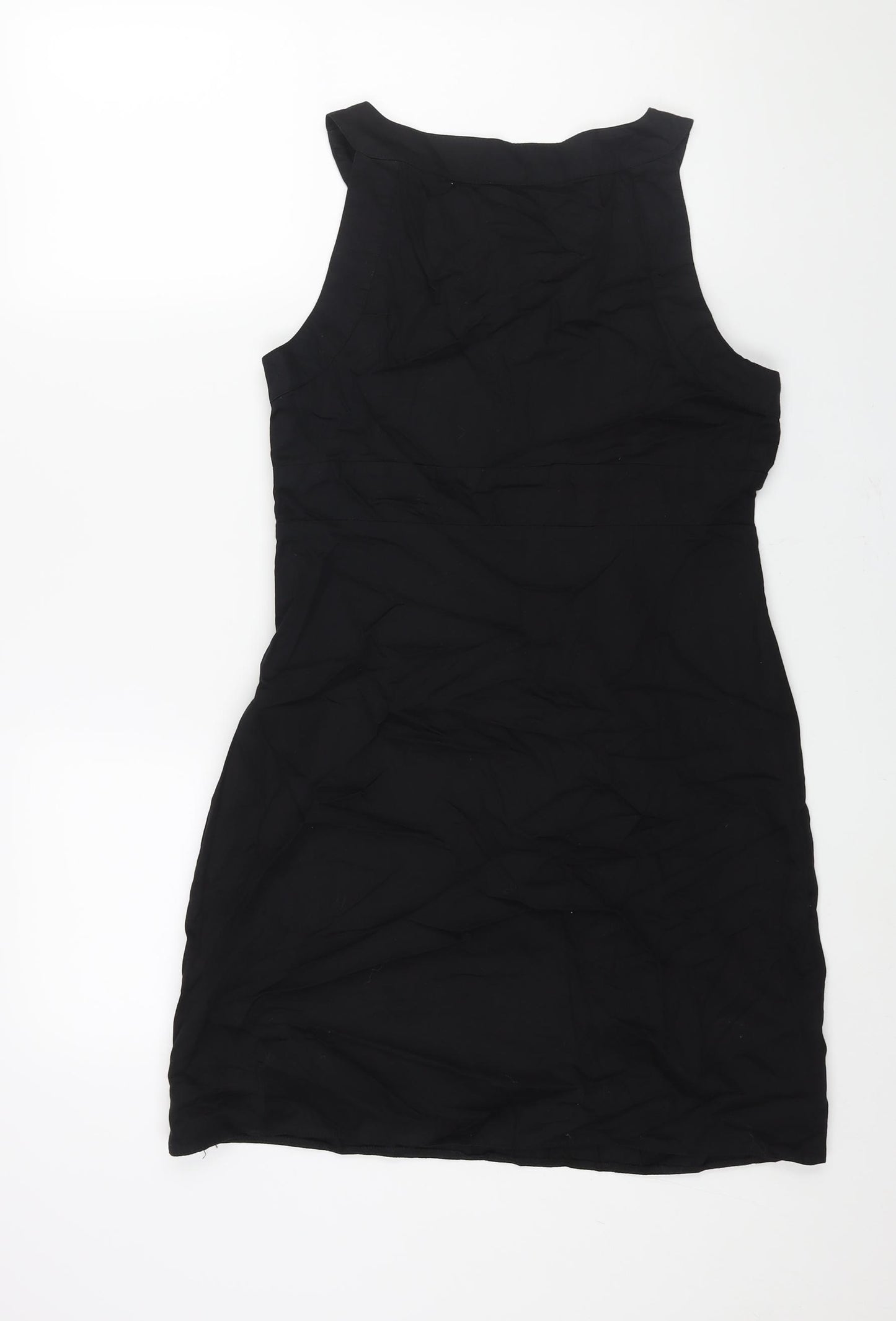 John by John Richmond Womens Black Cotton Shift Size 14 Round Neck Zip - Button Detail