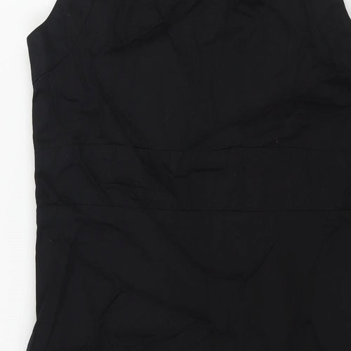 John by John Richmond Womens Black Cotton Shift Size 14 Round Neck Zip - Button Detail
