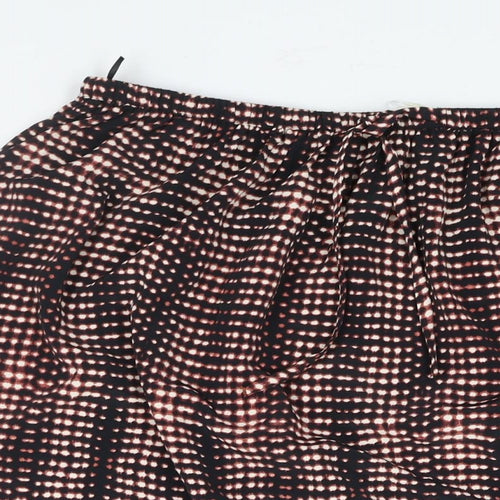 Per Una Womens Black Geometric Polyester A-Line Skirt Size 16 Drawstring