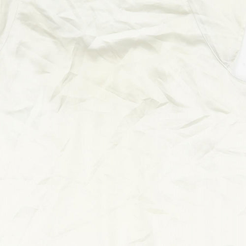 Marks and Spencer Womens Ivory Polyester Basic Blouse Size 12 Round Neck - Pleat Detail